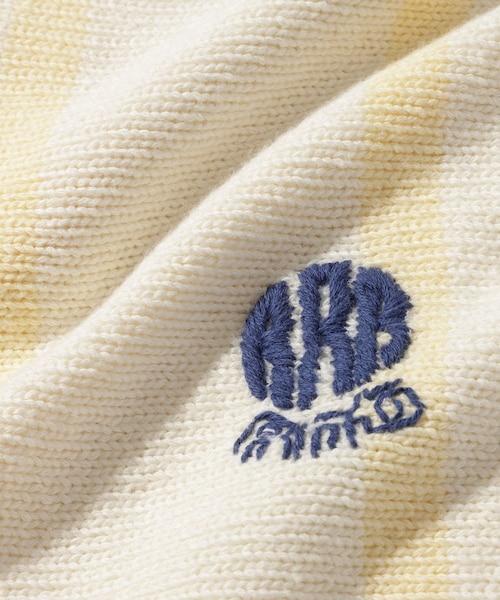 ADAM ET ROPE'（アダムエロペ）の「【RICE NINE TEN/ライス ナイン テン】KNITTED SOCCER SHIRT（ポロシャツ・メンズ・ホワイト系/ネイビー・1/2）」の18枚目の写真