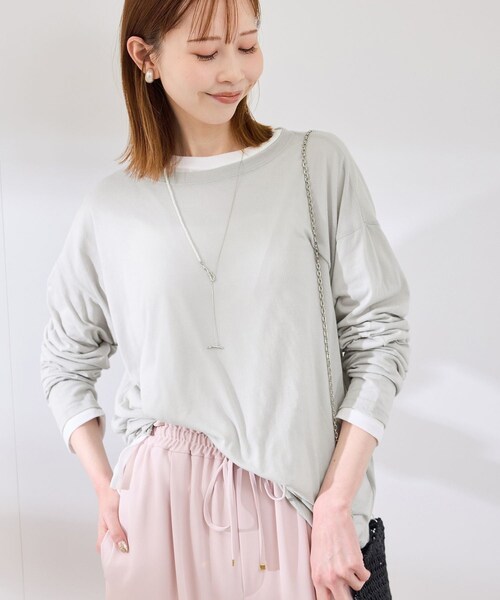 ROPE' PICNIC(ロペピクニック)の「シアーロングTシャツ(Tシャツ/カットソー・レディース・チャコール/ライトグレー/ホワイト/ピンク・38)」の21枚目の写真