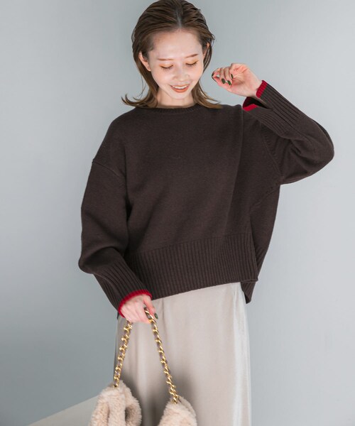 URBAN RESEARCH ROSSO（アーバンリサーチロッソ）の「『WEB/一部店舗限定』エクストラファインシームデザインニット（ニット/セーター・レディース・PEARLWHITE/LEMON/BABY PINK/LOYAL BLUE/GRAY×WH/BROWN×RED・FREE）」の22枚目の写真