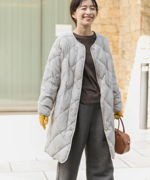 URBAN RESEARCH DOORS（アーバンリサーチドアーズ）の「ライトダウンキルトロングコート（テーラードジャケット・レディース・L.GREGE/KHAKI/NAVY・M）」の5枚目の写真