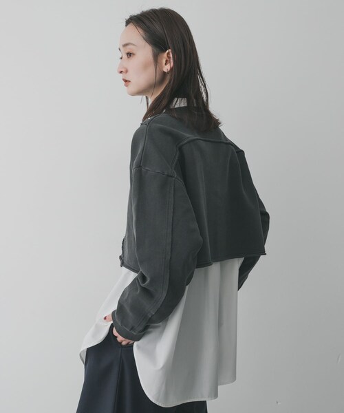 SENSE OF PLACE by URBAN RESEARCH（センスオブプレイスバイアーバンリサーチ）の「スタッズピグメントカットトップ（スウェット・レディース・CHARCOAL/IVORY/BROWN・One）」の14枚目の写真