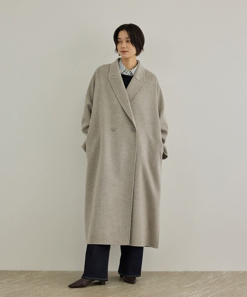 ADAM ET ROPE'(アダムエロペ)の「Super140's シャルムリバーロングコート(チェスターコート・レディース・ブラック/ブラウン/ベージュ系・M/S)」の22枚目の写真