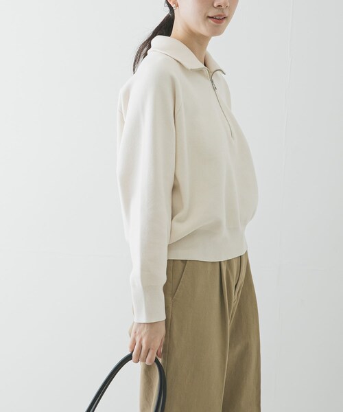 URBAN RESEARCH（アーバンリサーチ）の「ハーフジップスウェットニット（スウェット・レディース・OFF WHITE/YELLOW/NAVY・Free）」の7枚目の写真