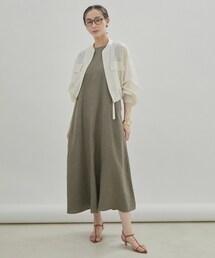 SALON adam et rope' | 【セットアップ対応・手洗い可能】麻ツイルノースリーブワンピース(ワンピース)