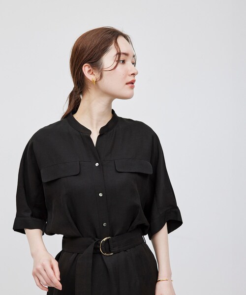 ROPE'（ロペ）の「スキッパーIラインワンピース（ワンピース・レディース・ブラック/ベージュ・36/38）」の9枚目の写真