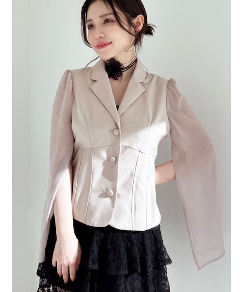 RESEXXY（リゼクシー）の「シアースリーブコルセットジャケット（テーラードジャケット・レディース・ホワイト/ブラック/ベージュ・F）」の15枚目の写真