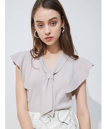 MERCURYDUO | ボウタイ付ラッフルコンパクトニット(ニット/セーター)