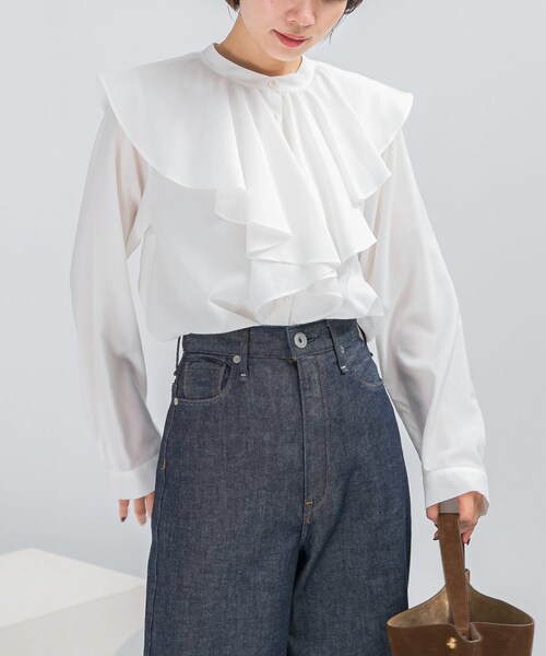 URBAN RESEARCH ROSSO（アーバンリサーチロッソ）の「フリルカラーシャツブラウス（シャツ/ブラウス・レディース・WHITE/YELLOW/BLACK・Free）」の4枚目の写真