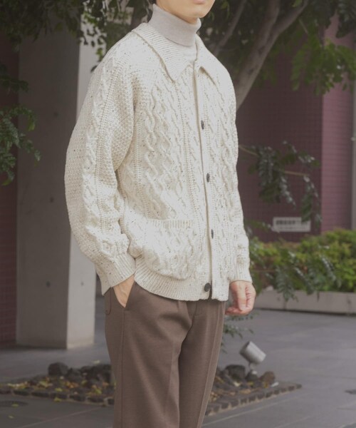 ITEMS URBANRESEARCH（アイテムズ アーバンリサーチ）の「ウール混 フィッシャーマンカーディガン（カーディガン/ボレロ・メンズ・WHT/NVY/BLK・M/L）」の8枚目の写真