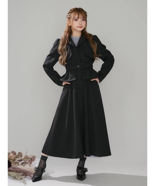 EATME（イートミー）の「ペプラムベルトコート（トレンチコート・レディース・ブラック/ブルー/ベージュ・S/M）」の2枚目の写真