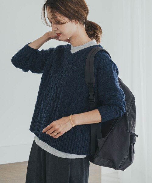 URBAN RESEARCH DOORS（アーバンリサーチドアーズ）の「ハミルトンウールアラン柄プルオ-バー（ニット/セーター・レディース・L/BEG/PURPLE/NAVY・M）」の22枚目の写真