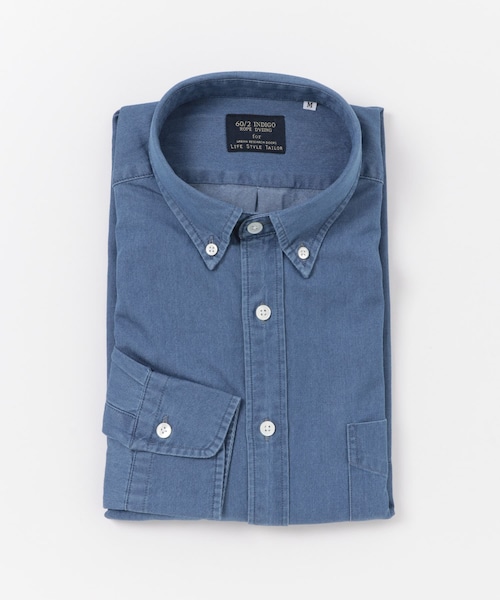 URBAN RESEARCH DOORS（アーバンリサーチドアーズ）の「LIFE STYLE TAILOR　デニムボタンダウンシャツ（シャツ/ブラウス・メンズ・NAVY/BLUE・S/M/L）」の2枚目の写真