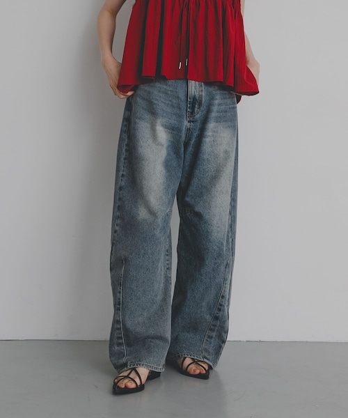 SENSE OF PLACE by URBAN RESEARCH(センスオブプレイスバイアーバンリサーチ)の「カーブデニム(デニムパンツ・レディース・BEIGE/D.INDIGO/GRAY/MINT・S/M/L)」の4枚目の写真
