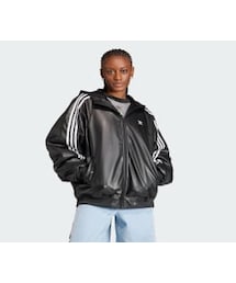 adidas ブラック フェイクレザージャケットM 関税込】adidas オーバーサイズ フェイク レザージャケット