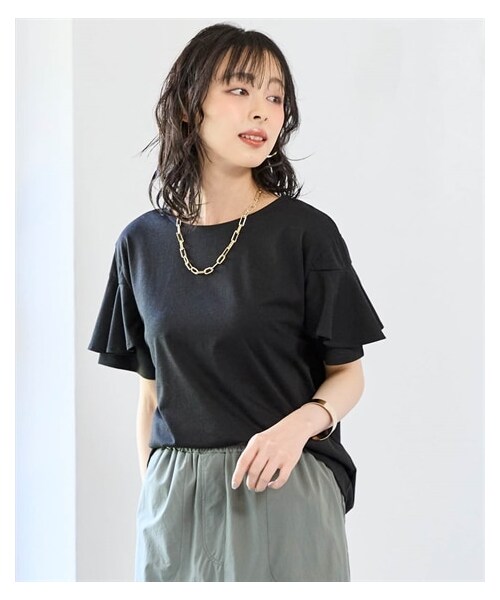 nissen（ニッセン）の「大きいサイズ 二重袖フレアスリーブプルオーバー（接触冷感・UVカット・吸汗速乾）（Tシャツ/カットソー・レディース・アイスグレー/黒/ブルーグレー・L/LL/3L/4L/5L/6L/8L/10L）」の10枚目の写真