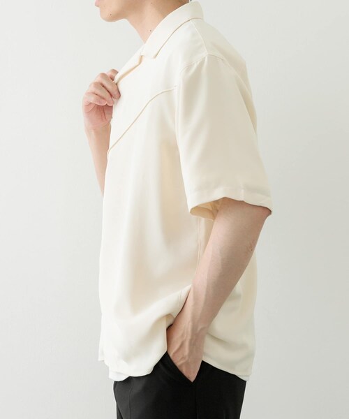 ITEMS URBANRESEARCH(アイテムズ アーバンリサーチ)の「パネルピンタックオープンカラー半袖シャツ(シャツ/ブラウス・メンズ・OFF/BLK・M/L)」の13枚目の写真