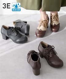 切替デザインレースアップパンプス（ワイズ３Ｅ）