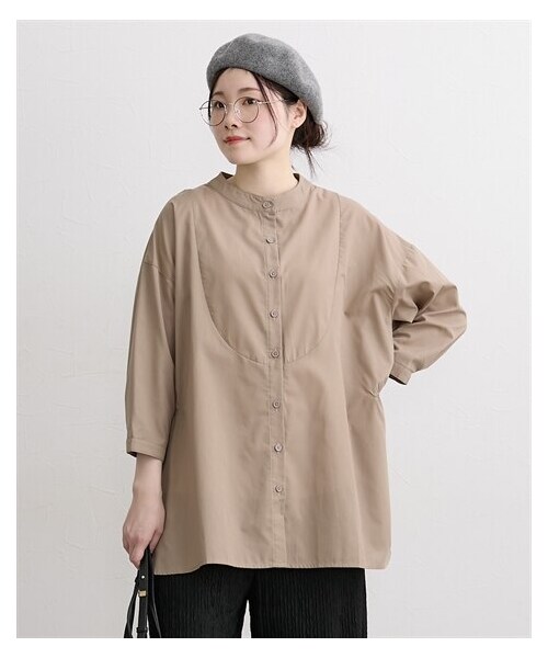 nissen（ニッセン）の「【マタニティウェア・授乳服】７分袖サイドギャザーブラウス（産前・産後）（マタニティウェア/グッズ・レディース・ネイビーストライプ/黒/ベージュ・マタニティM/マタニティL/マタニティLL/マタニティ3L/マタニティ4L）」の10枚目の写真