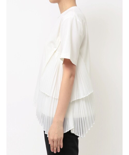 ELENDEEK（エレンディーク）の「PLEAT DOCKING CS（Tシャツ/カットソー・レディース・オフホワイト/ブラック/ベージュ・F）」の2枚目の写真