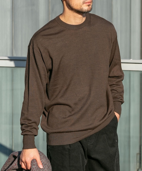 URBAN RESEARCH ROSSO（アーバンリサーチロッソ）の「イタリア糸メリノウールクルーニット（ニット/セーター・メンズ・GREIGE/GRAY/DARK BROWN/NAVY/BLACK・M/L）」の4枚目の写真