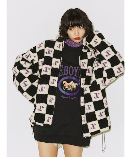 jouetie（ジュエティ）の「パターンボアジャケット（その他アウター・レディース・アイボリー/ブラック/レッド/ブルー/ネイビー/パープル/ベージュ・M）」の8枚目の写真