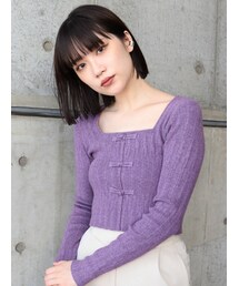 MURUA | チャイナボタンリブニットトップス(ニット/セーター)