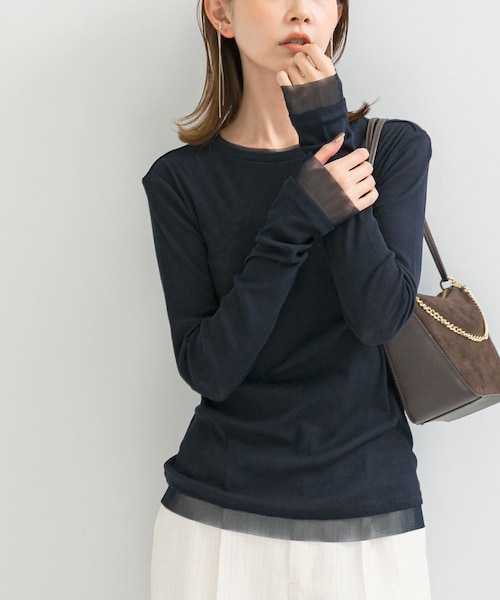 URBAN RESEARCH ROSSO（アーバンリサーチロッソ）の「シアードッキングカットソー（Tシャツ/カットソー・レディース・OFF/MOON STONE/NAVY・FREE）」の3枚目の写真