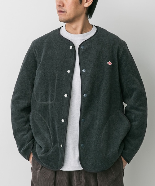 URBAN RESEARCH DOORS（アーバンリサーチドアーズ）の「DANTON　FLEECE COLLARLESS JACKET（ノーカラージャケット・メンズ・BLACK/MARBLE/DK GREY/C GREY/KHAKI/GREEN/DK ORANGE・40/42/44）」の4枚目の写真