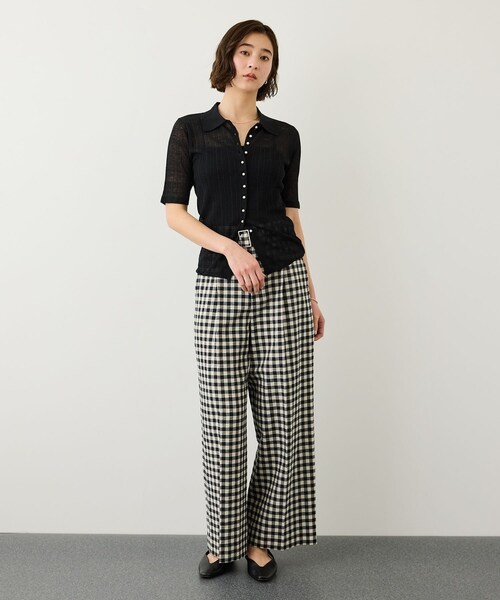 ROPE'（ロペ）の「シルクリネンポロ襟ニットカーディガン/イージーケア（カーディガン/ボレロ・レディース・ブラック/ネイビー/クリーム・F）」の20枚目の写真