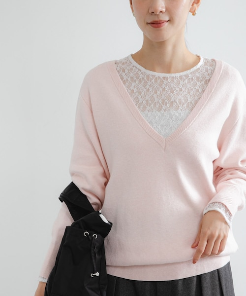 URBAN RESEARCH（アーバンリサーチ）の「new basic　カシミヤコットンVネックチュニックニット（チュニック・レディース・KHAKI/PINK/SAX・FREE）」の3枚目の写真
