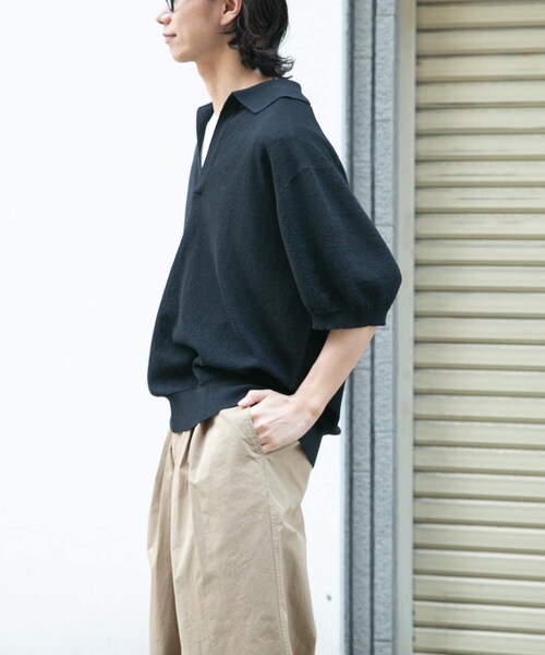 URBAN RESEARCH DOORS(アーバンリサーチドアーズ)の「FORK&SPOON リネンブレンドスキッパーニット(ニット/セーター・メンズ・LIGHTBLUE/BROWN/BLACK・4/5)」の8枚目の写真
