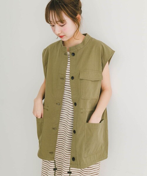 ITEMS URBANRESEARCH（アイテムズ アーバンリサーチ）の「ミリタリージレ（テーラードジャケット・レディース・KHK/BLK・FREE）」の18枚目の写真