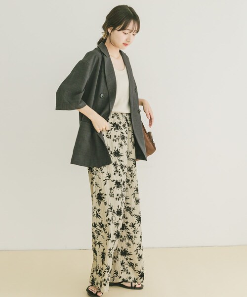 ITEMS URBANRESEARCH（アイテムズ アーバンリサーチ）の「リネンライクハーフスリーブジャケット（テーラードジャケット・レディース・BRN/BEG/CHA・FREE）」の9枚目の写真