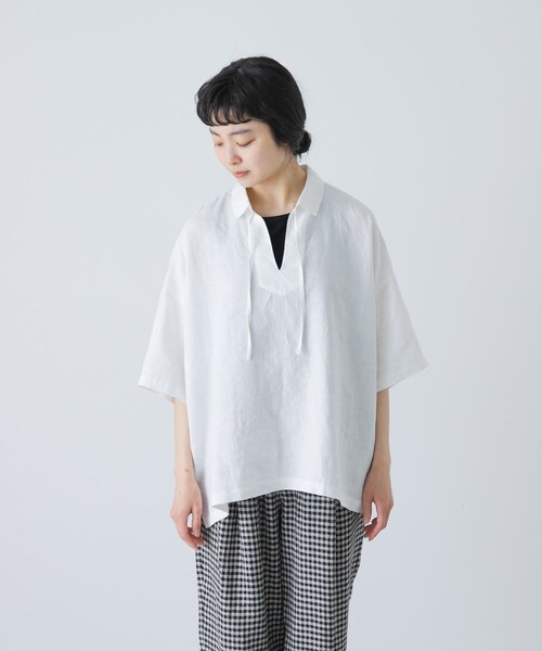 かぐれ（カグレ）の「リネンスキッパーシャツ（シャツ/ブラウス・レディース・OFF/BLACK/MINT・Free）」の13枚目の写真