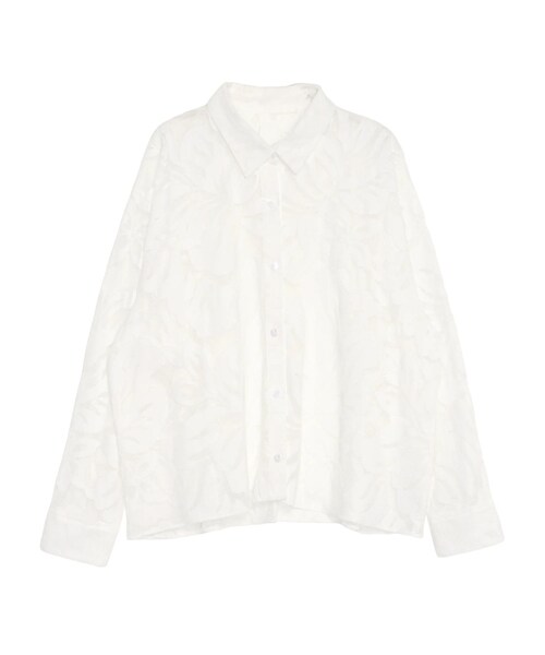 ELENDEEK（エレンディーク）の「LEAVES PATTERN LACE SH（シャツ/ブラウス・レディース・オフホワイト/ブラック・F）」の2枚目の写真