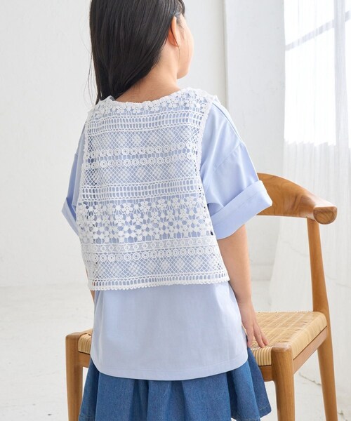 ROPE' PICNIC（ロペピクニック）の「【KIDS/キッズ】フロントボタンレースジレベスト/リンクコーデ（ベスト・キッズ・ブラック/ホワイト・L/M/S）」の15枚目の写真