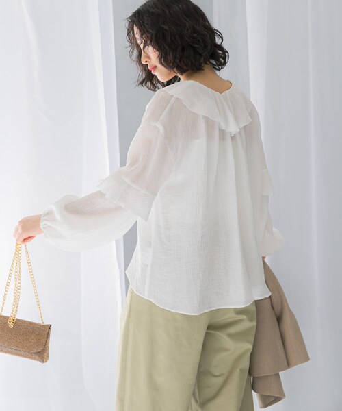 URBAN RESEARCH ROSSO（アーバンリサーチロッソ）の「『WEB/一部店舗限定カラー』楊柳フリルブラウス（シャツ/ブラウス・レディース・SAX/WHITE/YELLOW/PINK・FREE）」の12枚目の写真