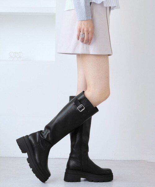 VIS(ビス)の「サイドバックルタンクソールロングブーツ(ブーツ・レディース・ブラック/ダークブラウン・L/M/S)」の8枚目の写真