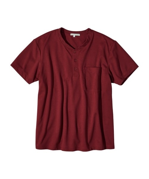 nissen（ニッセン）の「メッシュ半袖ヘンリーネックポケット付Tシャツ【大きいサイズ有】　吸汗速乾・UVカット（Tシャツ/カットソー・メンズ・オフホワイト/カーキ/ワイン/ネイビー/黒/マスタード/ダークブルー・M/L/LL/3L/4L/5L/6L/8L/10L）」の7枚目の写真