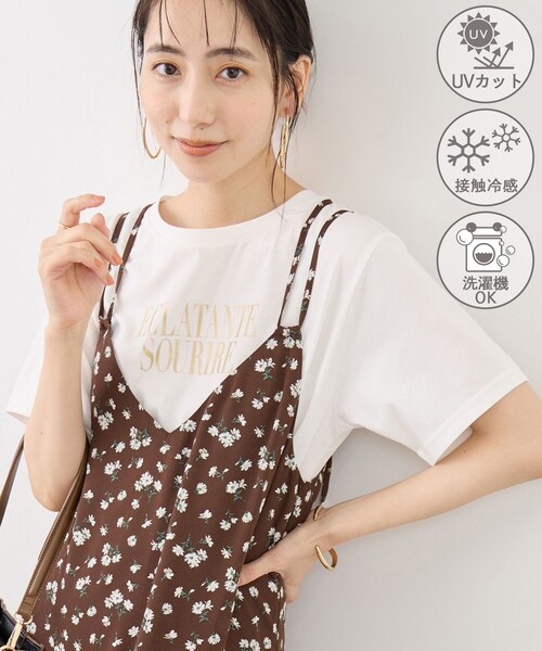 ROPE' PICNIC(ロペピクニック)の「RENUロゴ&フォトアソートプリントTシャツ/UVカット・接触冷感・イージーケア(Tシャツ/カットソー・レディース・ホワイト/ホワイト系・F)」の2枚目の写真