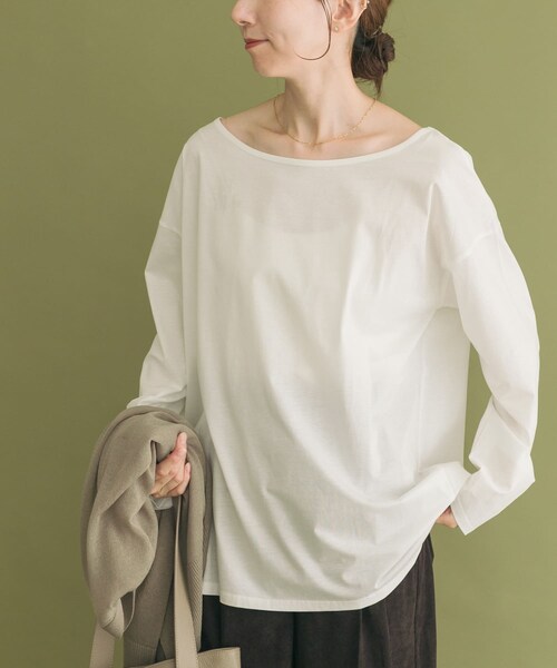 ITEMS URBANRESEARCH(アイテムズ アーバンリサーチ)の「シルケットロングスリーブTシャツ(Tシャツ/カットソー・レディース・WHT/BORDER/BLK・FREE)」の8枚目の写真