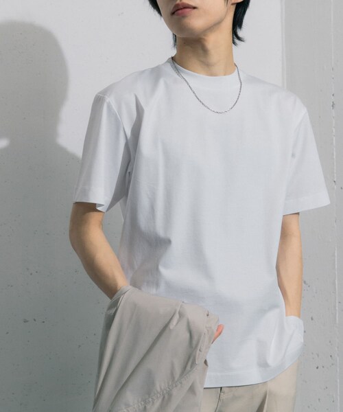 SENSE OF PLACE by URBAN RESEARCH（センスオブプレイスバイアーバンリサーチ）の「シルケットTシャツ(5分袖)（Tシャツ/カットソー・メンズ・WHITE/BLACK/CHARCOAL/GREEN・S/M/L）」の6枚目の写真