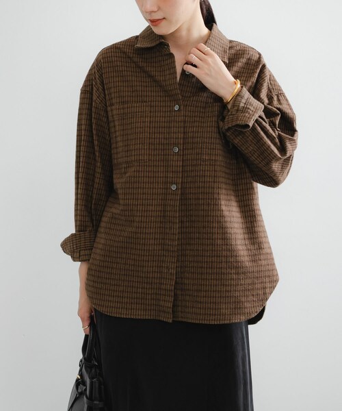 URBAN RESEARCH（アーバンリサーチ）の「ネルチェックコットンシャツ（シャツ/ブラウス・レディース・L.GREEN/BROWN・FREE）」の17枚目の写真