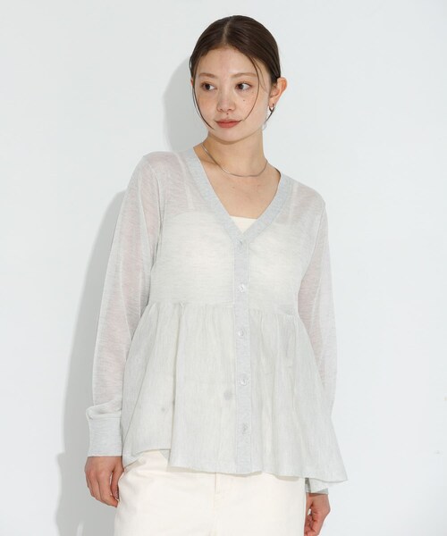 URBAN RESEARCH Sonny Label（アーバンリサーチサニーレーベル）の「シアーペプラムニットカーディガン（カーディガン/ボレロ・レディース・ライトグレー/バター/ブラック・FREE）」の17枚目の写真