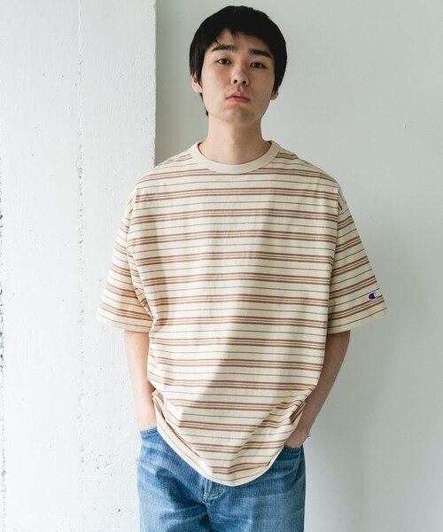 URBAN RESEARCH DOORS(アーバンリサーチドアーズ)の「『別注』CHAMPION×DOORS BORDER T-SHIRTS(Tシャツ/カットソー・メンズ・NAVY/BEIGE/L.BROWN・M/L/XL)」の18枚目の写真