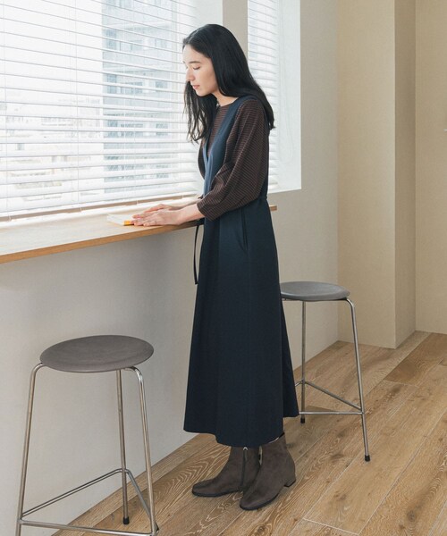 URBAN RESEARCH DOORS(アーバンリサーチドアーズ)の「『UR TECH』ツイルフレアジャンパースカート(ジャンパースカート・レディース・NAVY/GLEN CHECK・Free)」の9枚目の写真