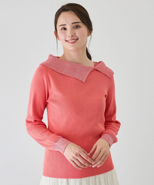 Jayro（ジャイロ）の「ラメアシメオフショル風プルオーバー（ニット/セーター・レディース・ブラック/ホワイト系/パープル系/ピンク・M）」の18枚目の写真