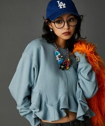 nissen | 綿100％裾フリルショートスウェット＜大きいサイズ有＞GEVS.(スウェット)