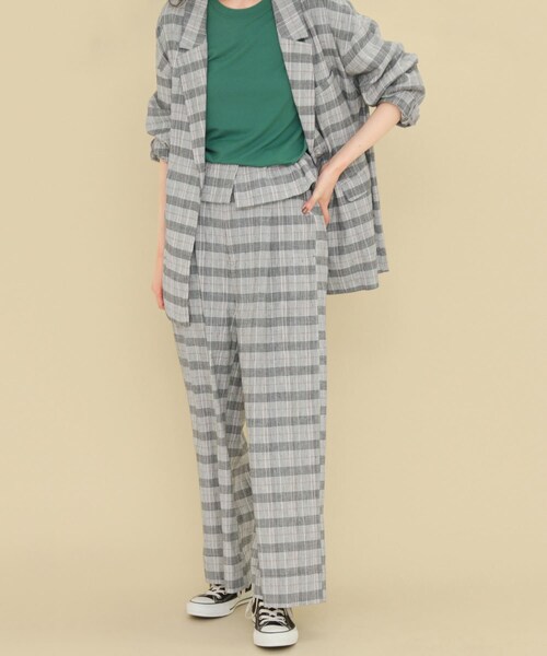 KBF（ケイビーエフ）の「ラップウエストイージーチェックパンツ∴（チノパンツ・レディース・GRAY/BLACK・one）」の5枚目の写真