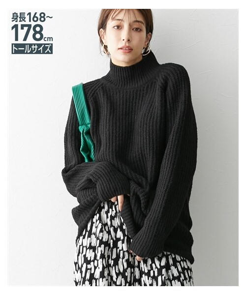 nissen（ニッセン）の「高身長　プチハイネックラグランニット（トールサイズ）（ニット/セーター・レディース・パープル/ディープグリーン/ブラウン/黒・MTT/LTT/LLTT/3LTT/4LTT/5LTT）」の8枚目の写真